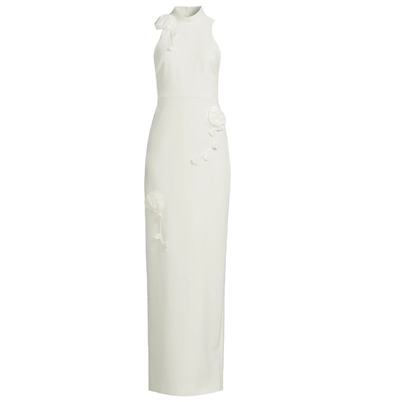 NEW LIKELY Off White DOIRAN Halterneck EMBROIDERED FLORALS Column GOWN 6 - Picture 5 of 16